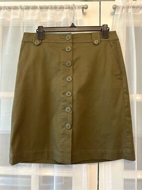 Talbots Olive Utility Button Front Skirt NWT Size 6